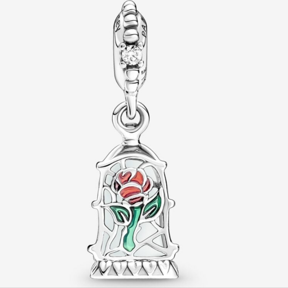 Pandora Disney Beauty and the Beast Enchanted Rose Dangle Charm - Picture 11 of 11